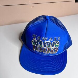Vintage Hawaii 1996 Trucker Hat Nissin Cap Blue Mesh Snapback Souvenir‎ Hat